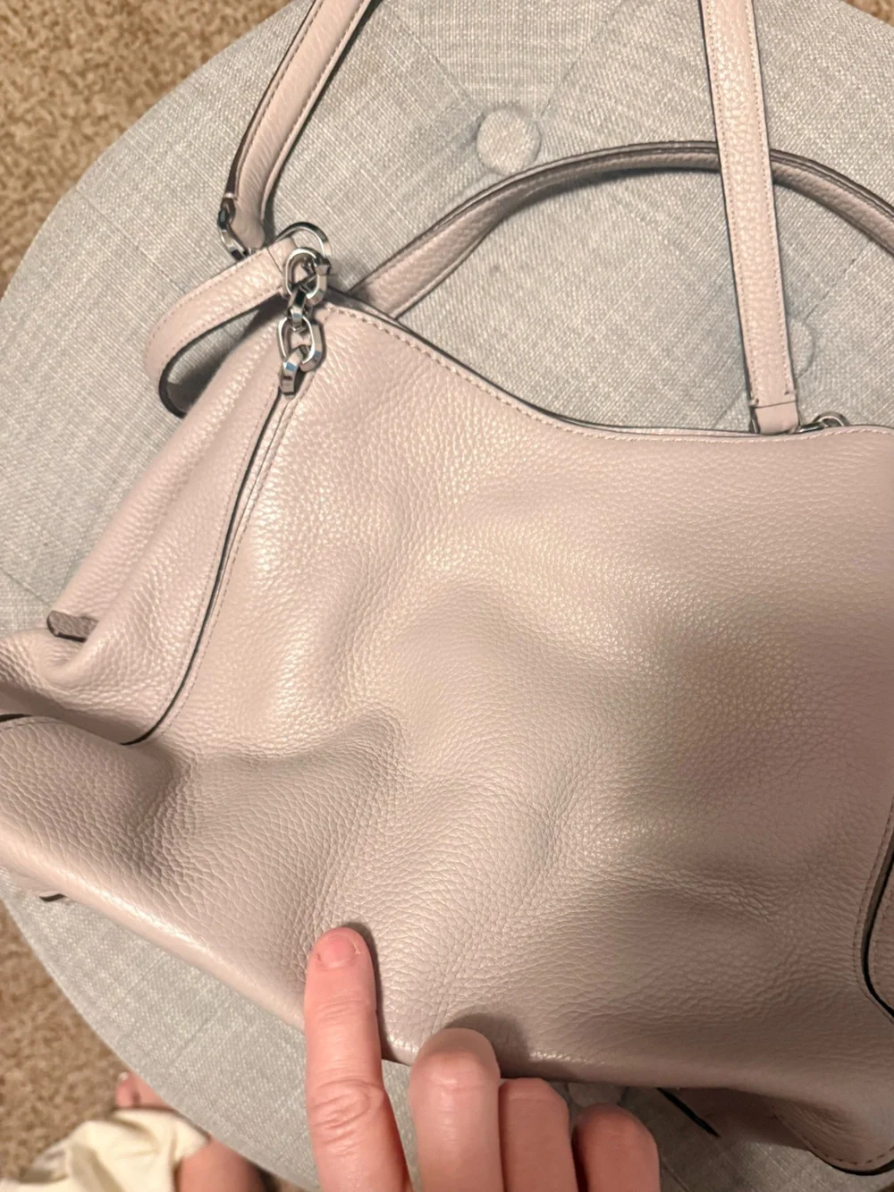 kate spade Pebbled Leather Shoulder Bag in Light Gray-Taupe